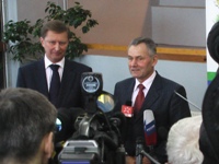 Пресс-конференция С.Б. Иванова и Н.И. Шаклеина в администрации города. Фото В.Слесарева